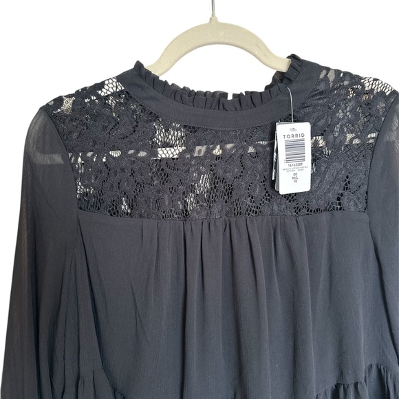 Torrid Lace with Chiffon Overlay Blouse NWT - Picture 4 of 12